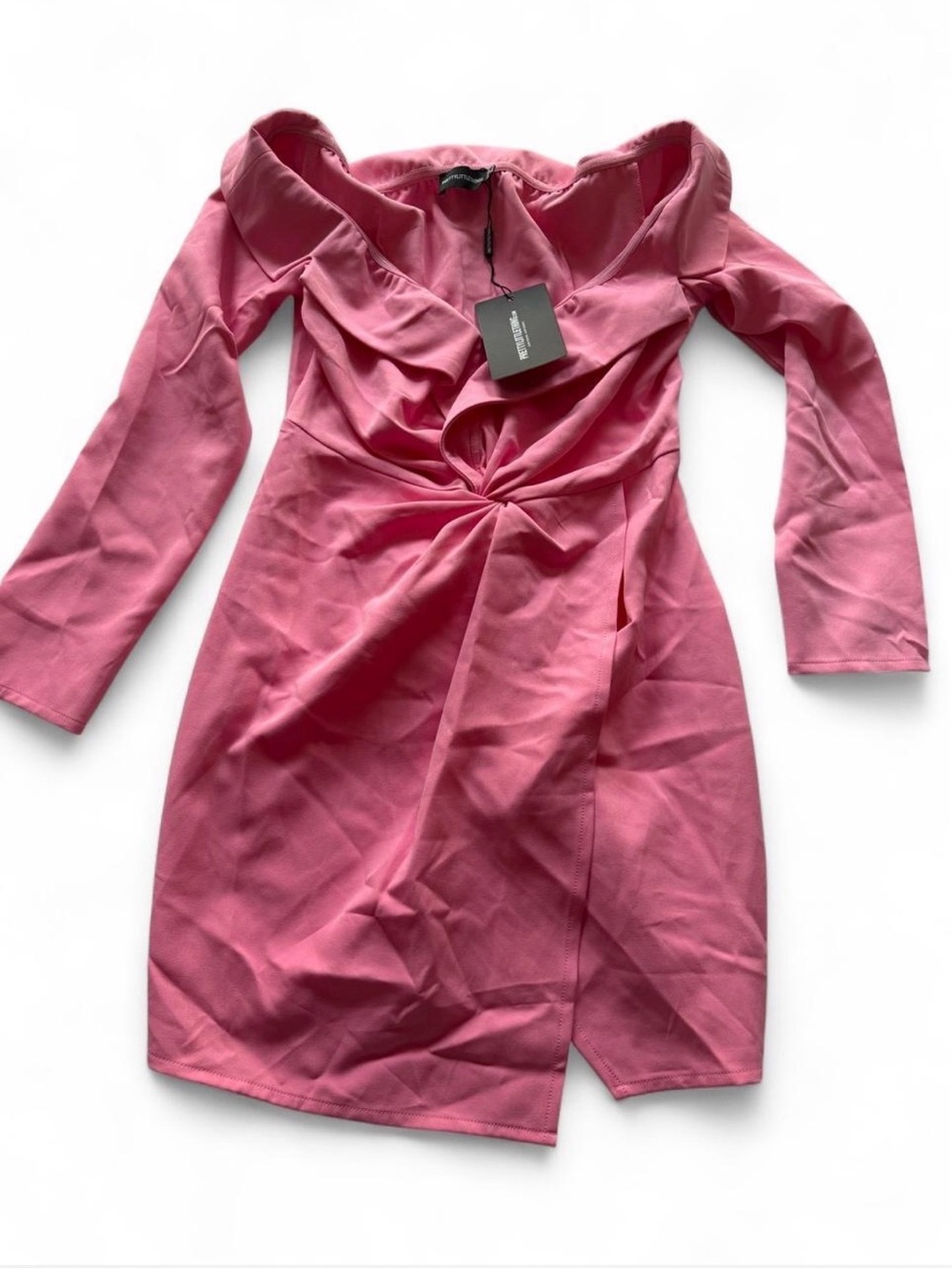 NWT PrettyLittleThing Pink Bardot Knot Detail Blazer Dress. | US: 4